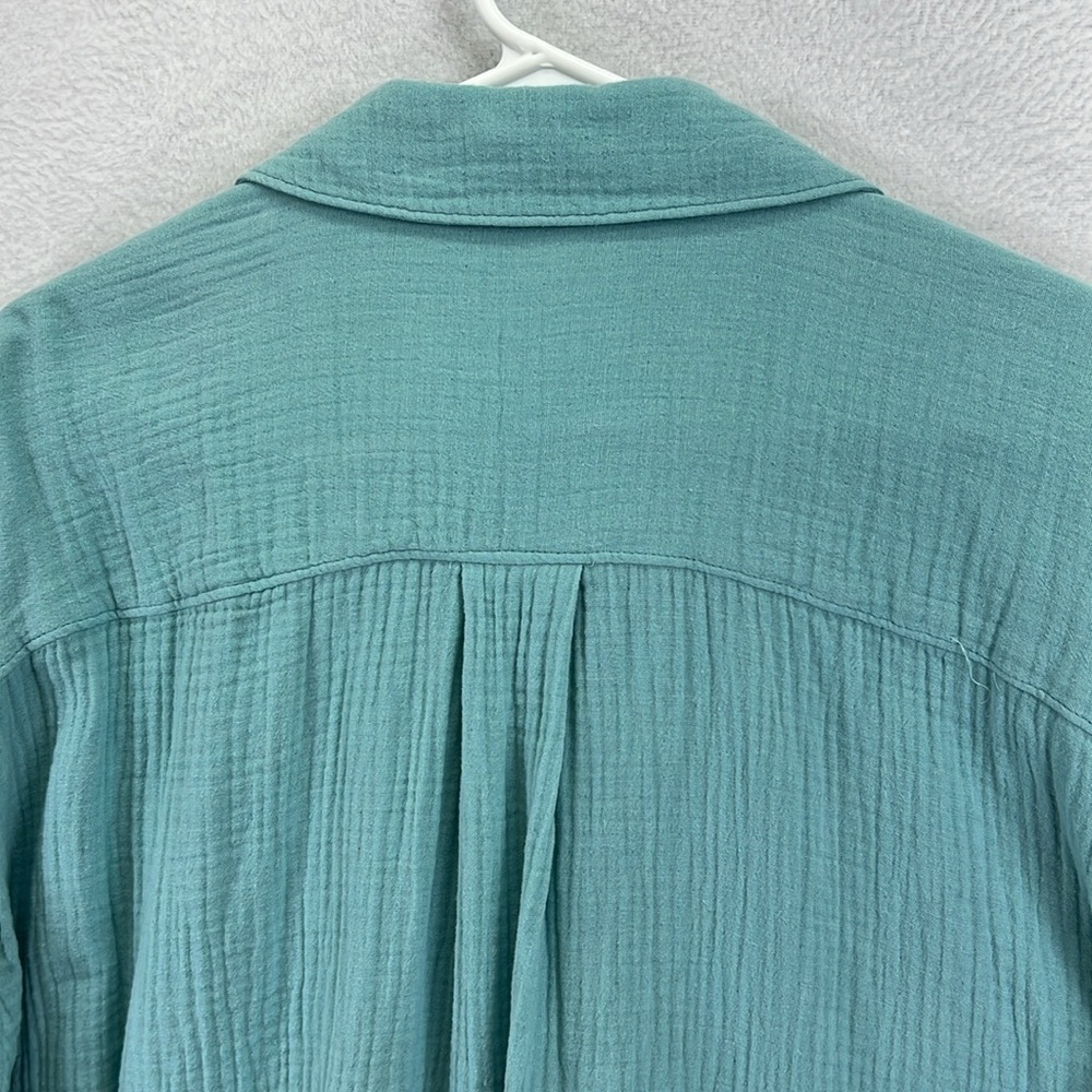 Caslon Women’s Button-Front Shirt/Tunic Sz 2X Aqua 100% Cotton Loose & Comfy Fit - Picture 7 of 11